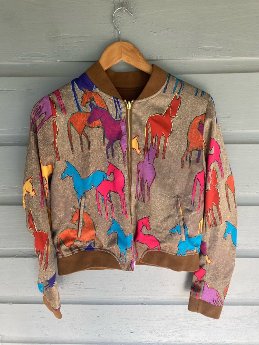 Alana Kay Art REVERSIBLE BOMBER JACKET Small Wild Horse Print - Picture 3 of 6